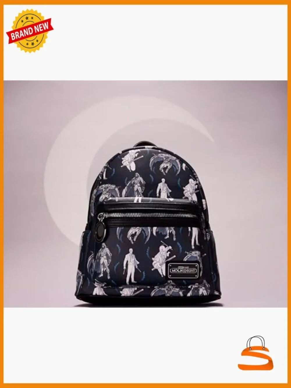 Moon Knight Marvel Faux Leather Mini Backpack, Adjustable Straps, 9x10x5